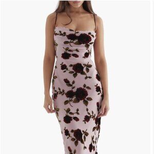 NWT House of CB Azura Floral Devore Strapless Midi Dress